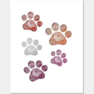 Subtle Floral Paw Prints Flag Posters and Art